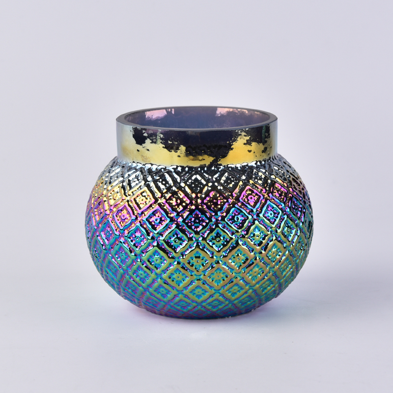 Wholesale iridescent colored candle jar containers
