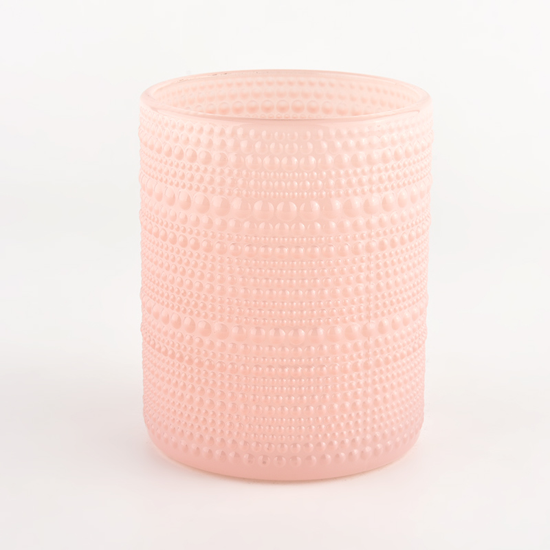 Wholesale large glass candle jar with embossed dot home decor