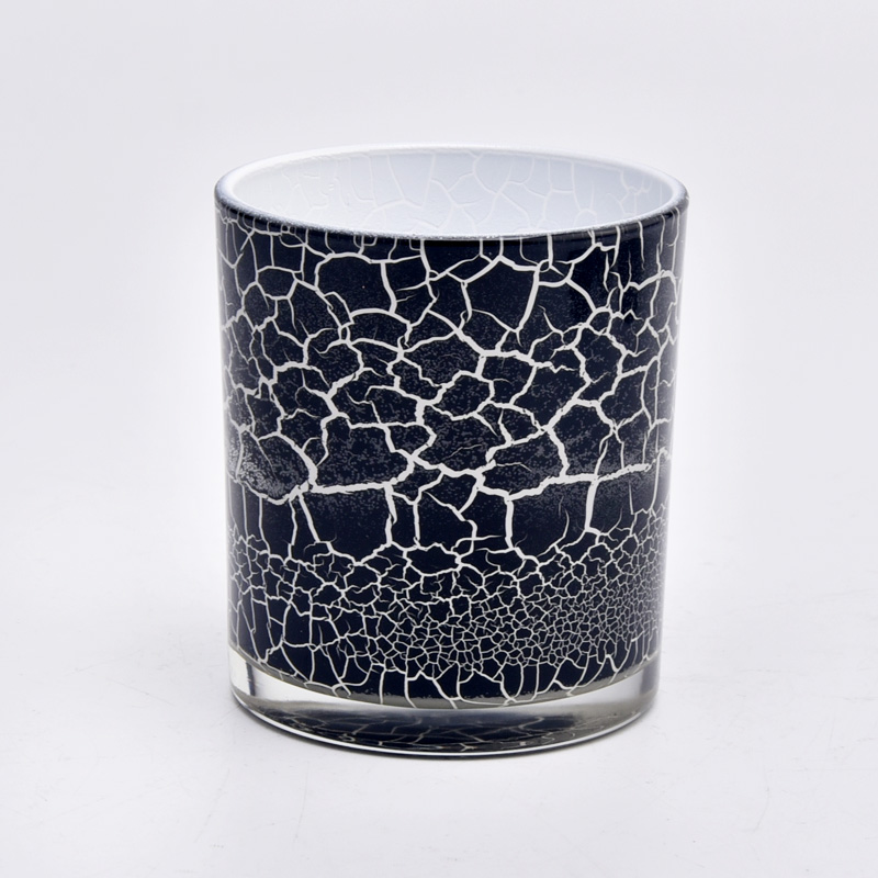 批发商10盎司黑色大理石玻璃蜡烛罐用于家居装饰