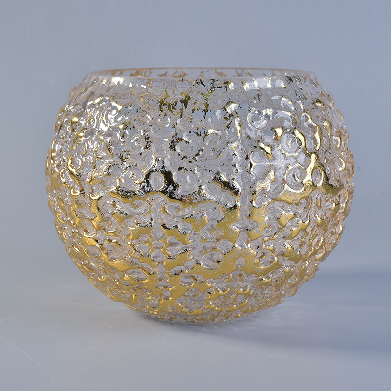 Yellow round candle container glass