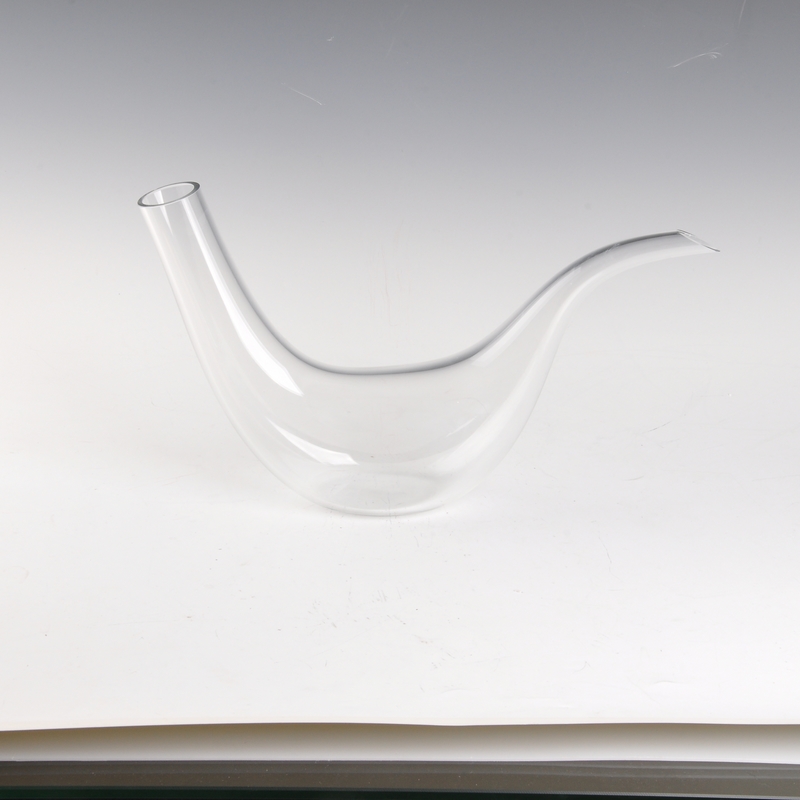 arc shaped clear glass decanter
