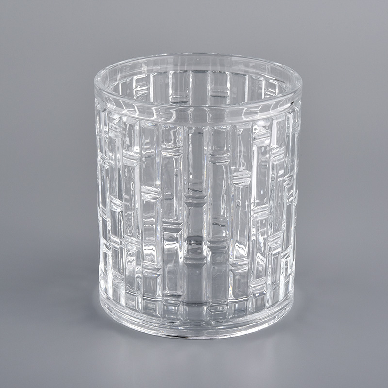 vaso di bambù profumato con motivo a candele in vetro trasparente