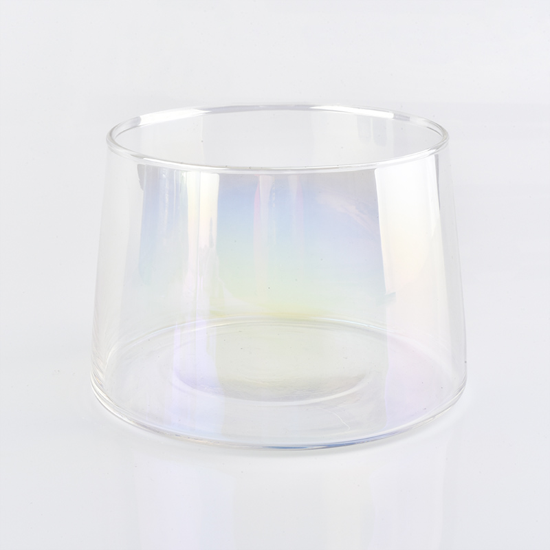 sostenedor de vela de cristal holográfico transparente iónico chapado en campana