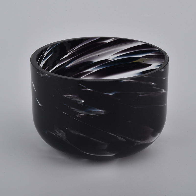 mangkuk lilin kaca berlapis hitam