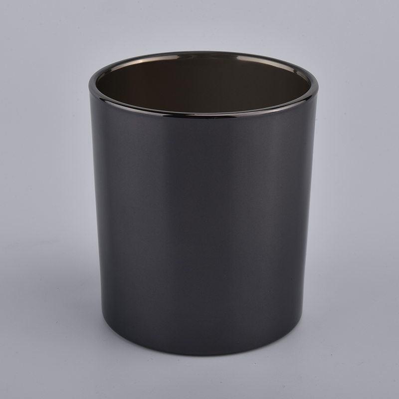 pots de bougie en verre métallique noir