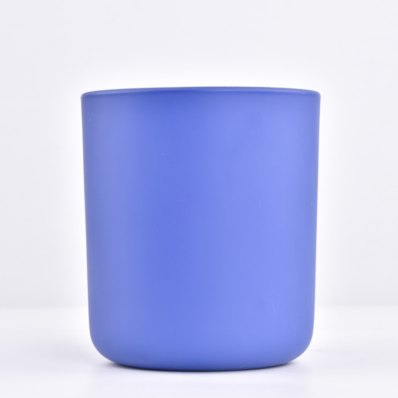 蓝色14盎司圆底配蜡烛罐哑光玻璃杯