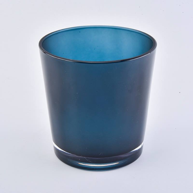 tarro de vela de vidrio de color azul de 16 oz