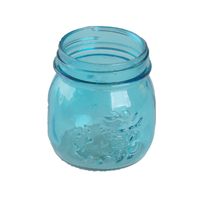 vetro blu candela vaso