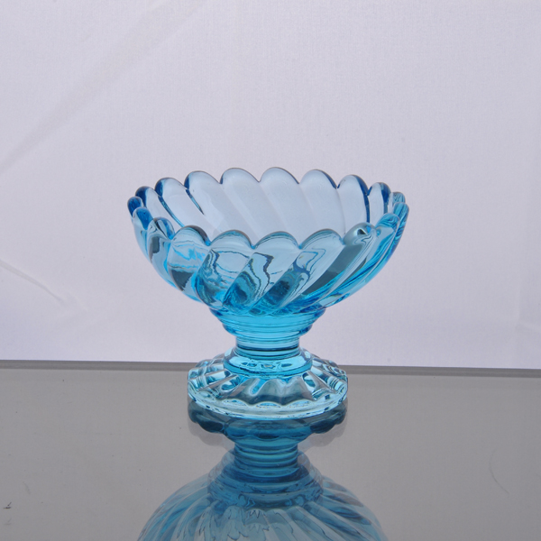 blaues Glas Eis / dessertcup mit runder Form
