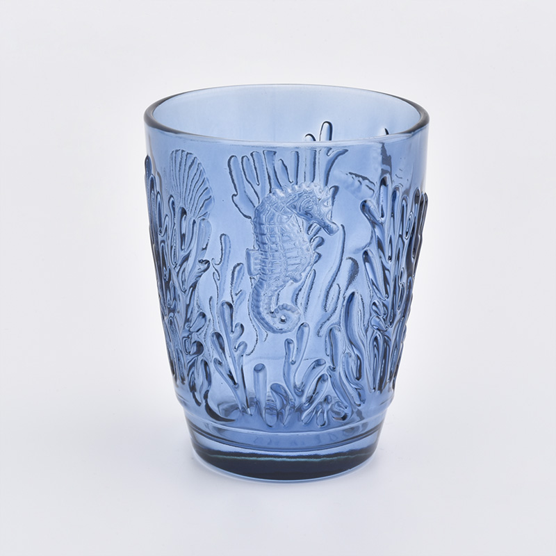 taza azul de la vela del modelo del caballo de mar