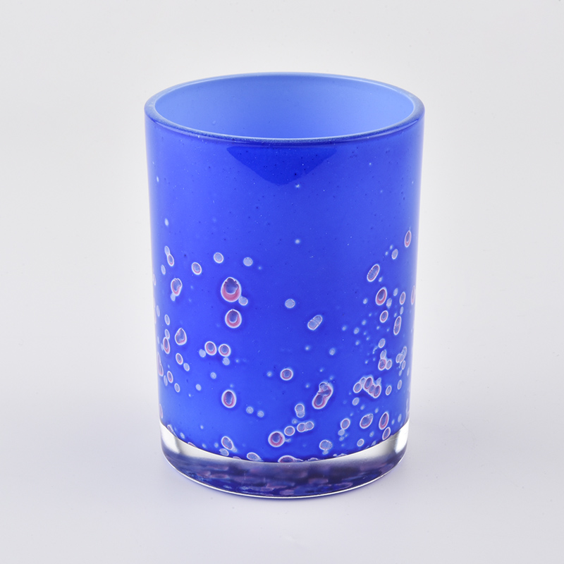 blue straight side glass jar for candles