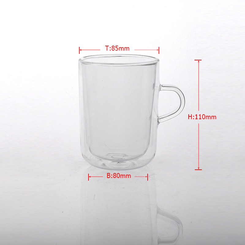 borosilicate double wall glass tea mug
