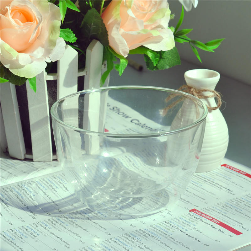 borosilicate double vasque en verre à paroi