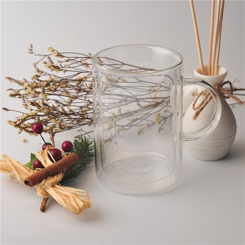 borosilicate double walled glass with hand