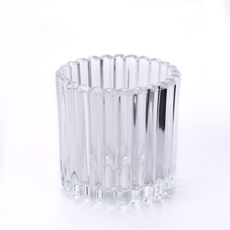 溝付きパターン5オンスキャンドル容器を備えた明るいガラスキャンドルジャー