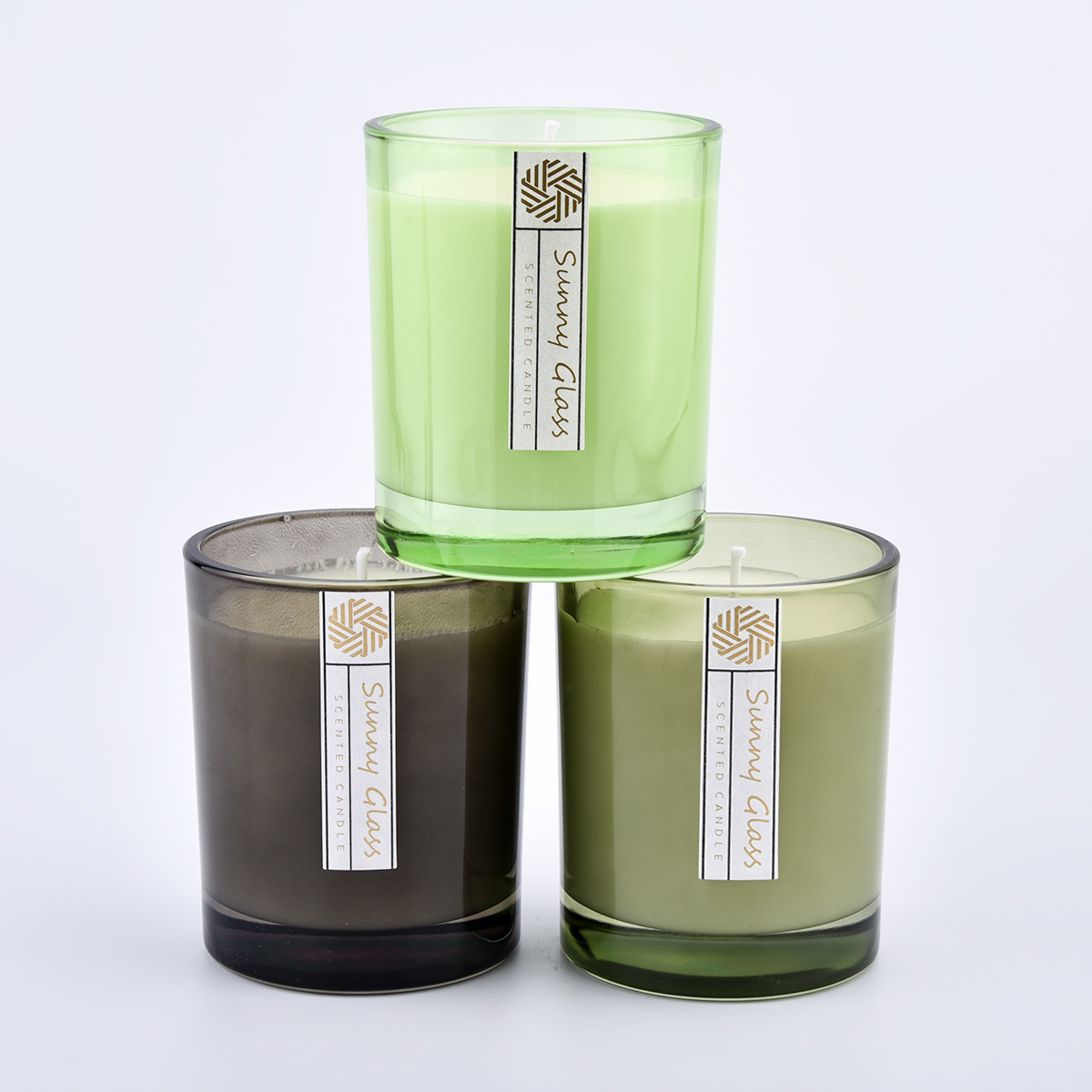 Privato portacandele in vetro etichetta e vasi per candele