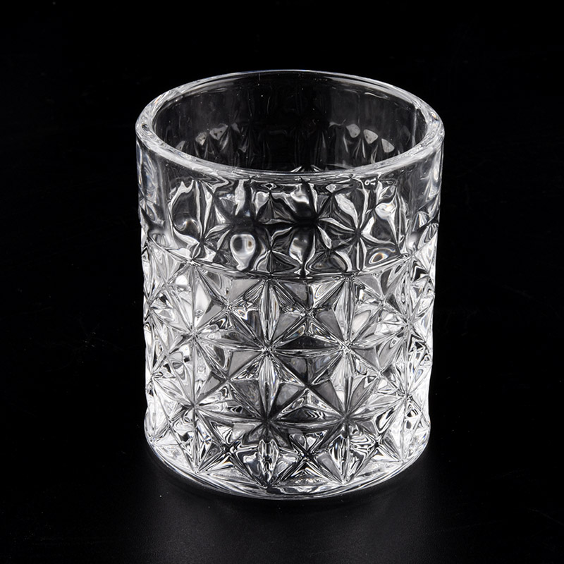 classical embossed pattern glass candle holder