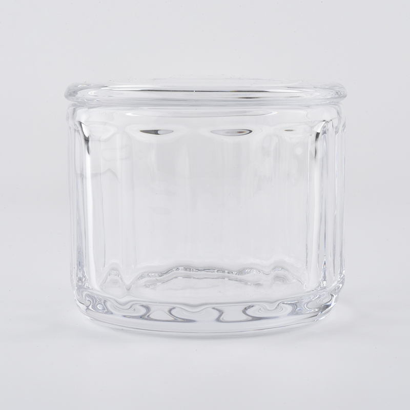 vaso di vetro trasparente da 300 ml con coperchio in vetro