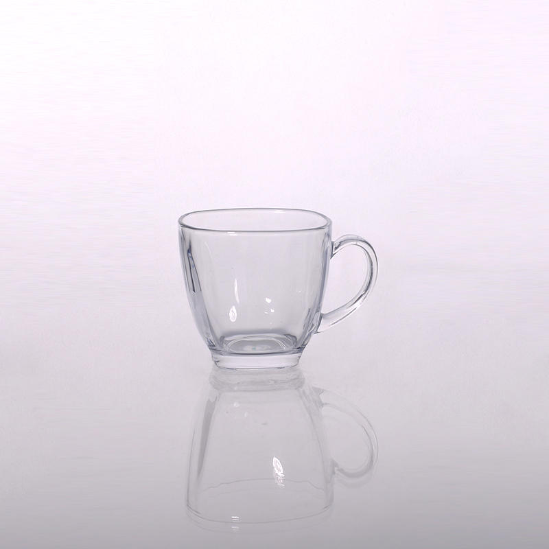 small glass tea cup & glass coffee mug with handle