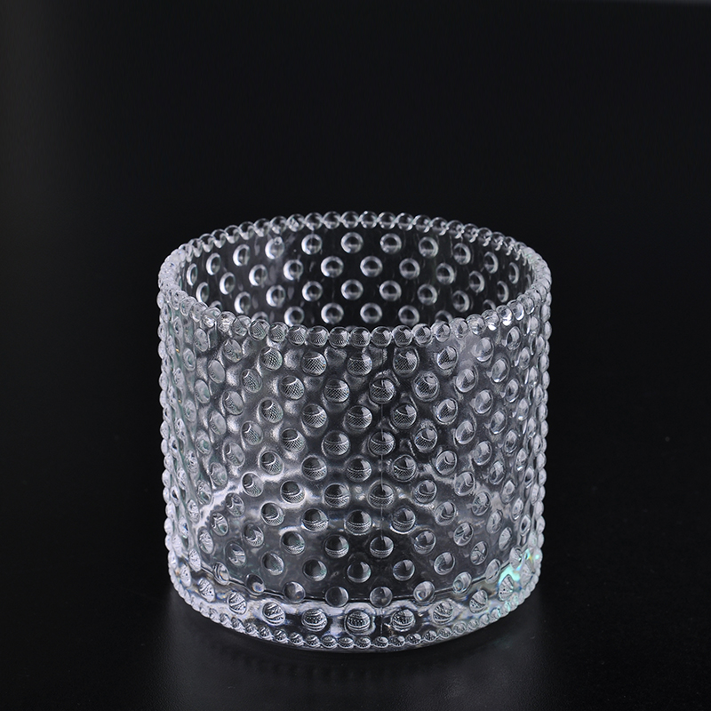 clear glass candle container