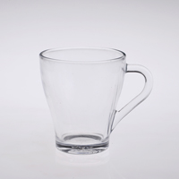 clear glass coffee cup with handle