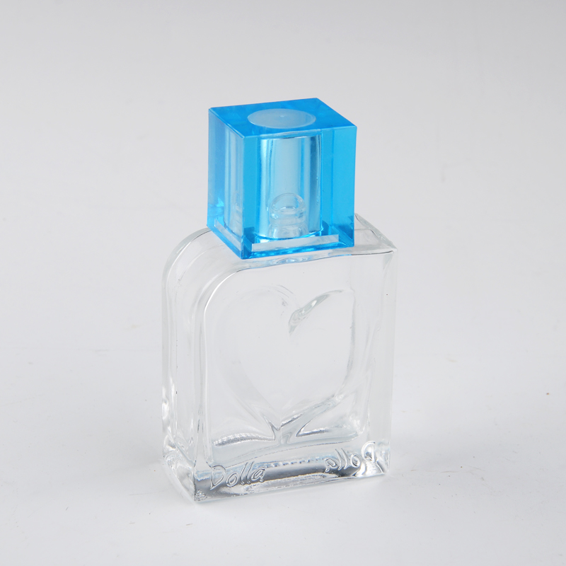clear glass perfume bottle bule lid