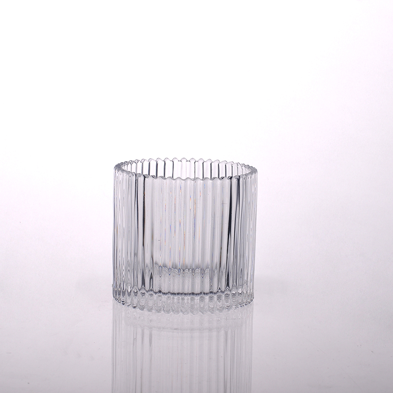 Imbarcazione di vetro trasparente per candele Stripe candela JAR fornitore