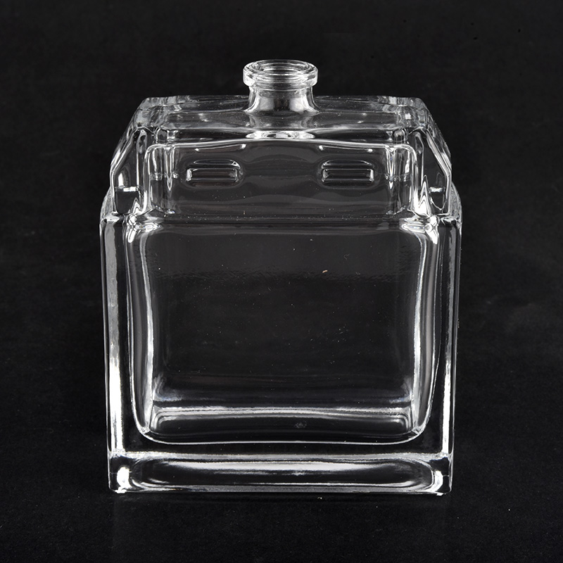 botella de perfume de vidrio rectangular oblato transparente 100ml con gotero