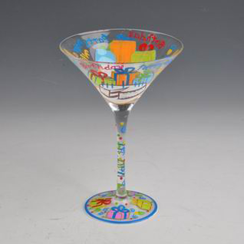 color painted brandy glass