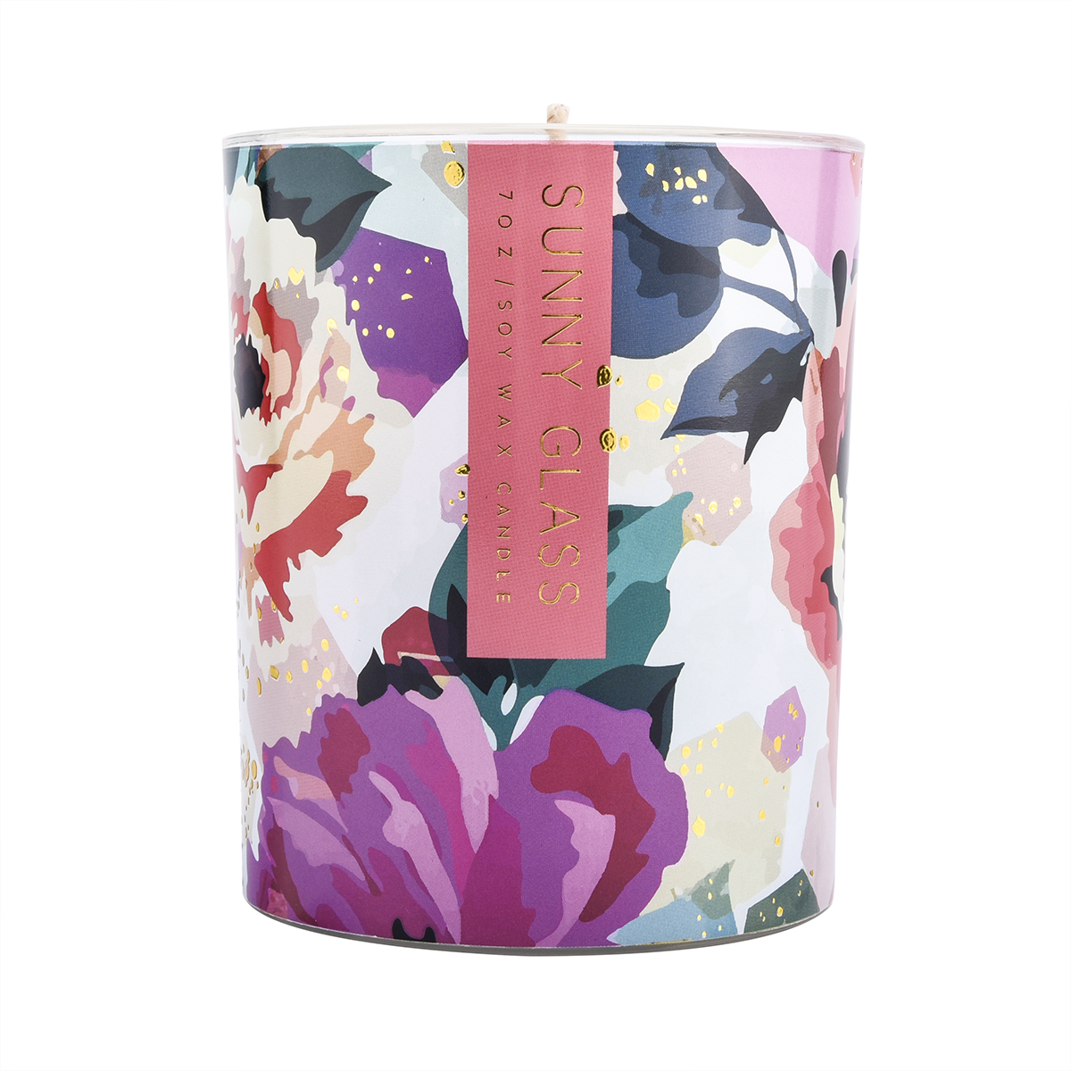 情人节供应商的定制玻璃蜡烛罐带花朵设计
