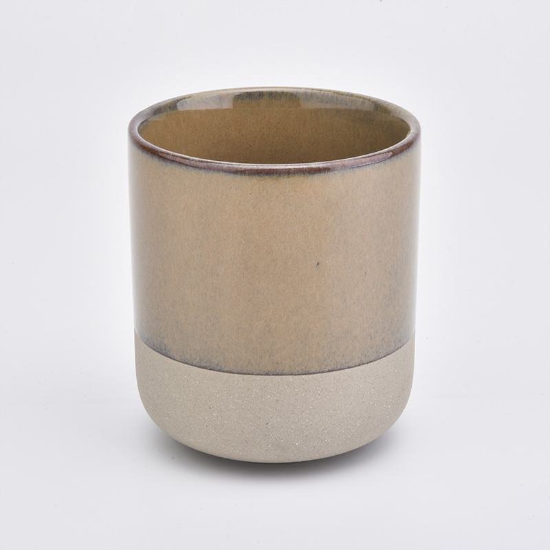 portacandele in ceramica 10 once color vetro ambra cilindro