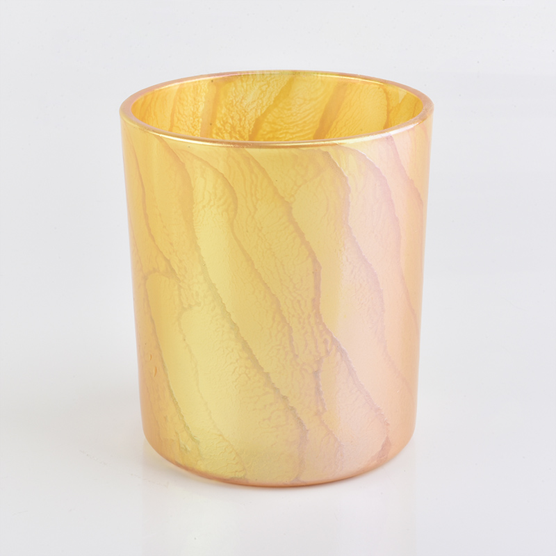 Cilindro de vela de cristal del vaso patrón oro desierto