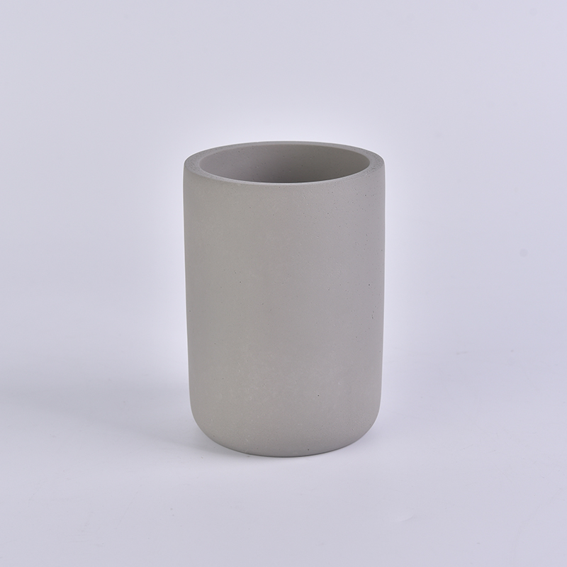 cylinder gray concrete candle jar