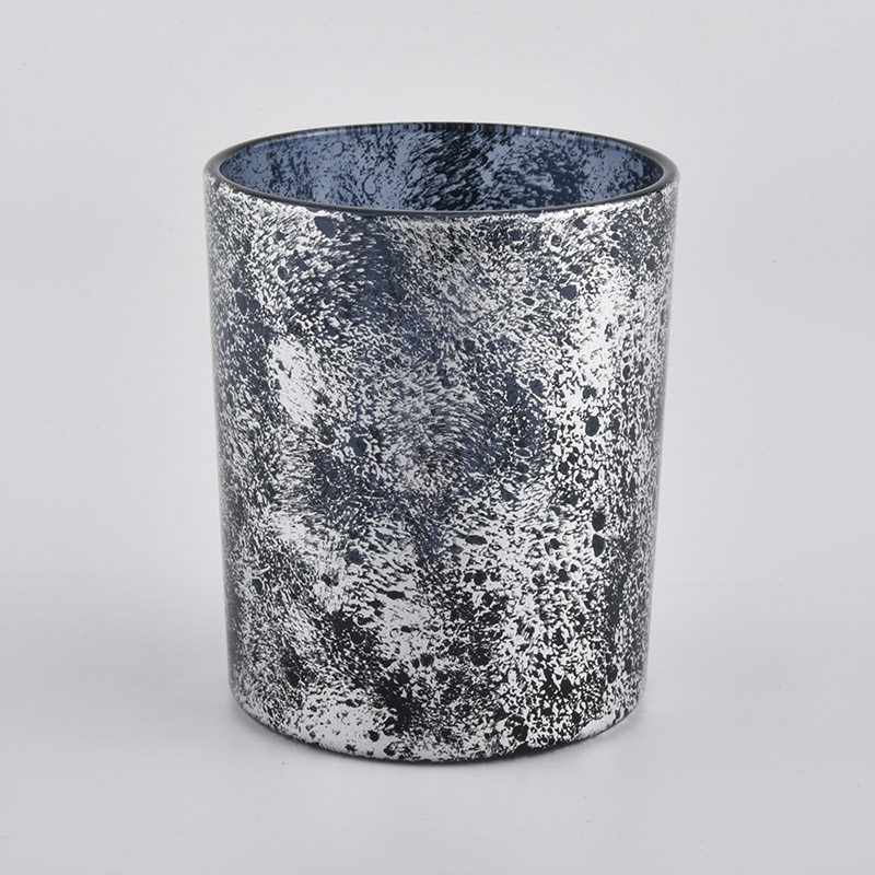 cilindro in vetro dipinto di marmo per vasi di candele profumate