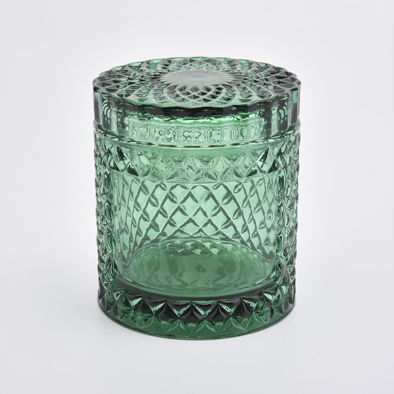 diamond cut glass candle holder with lids for you