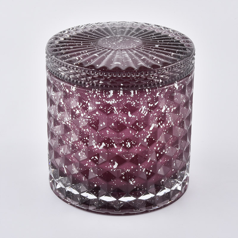 frascos de vela de vidro de corte de diamante com tampas