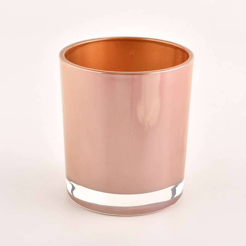 Elegante vaso di candele per candele in vetro con oro all'ingrosso