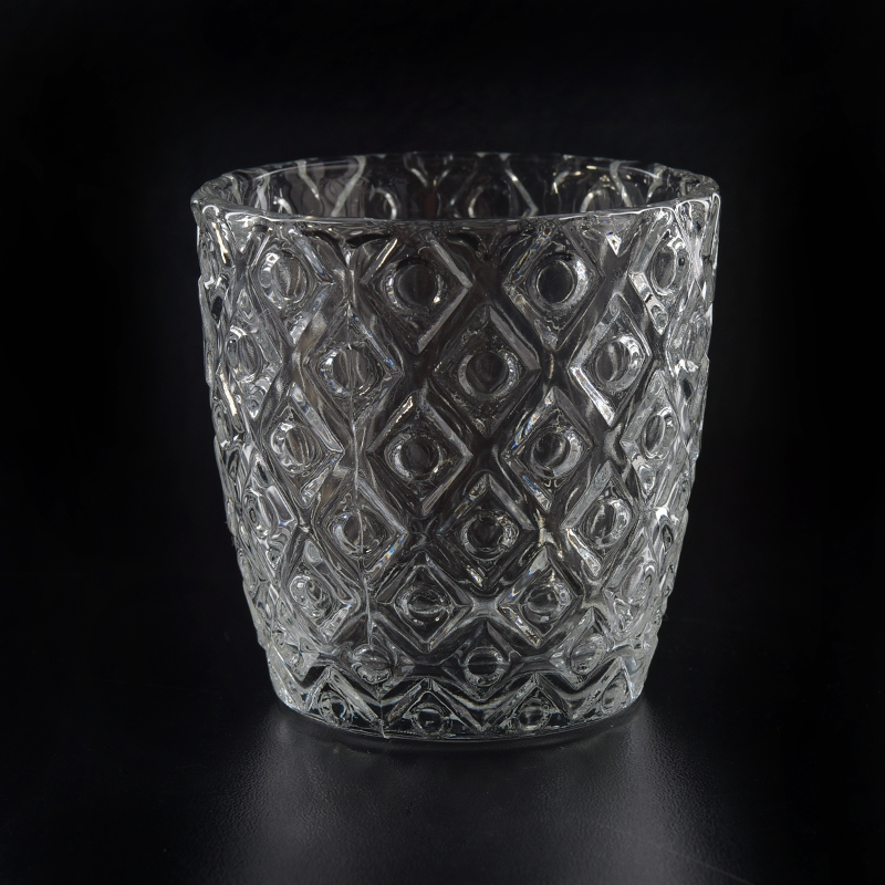 candelabros votivos de vidrio estampado en relieve de 6 oz