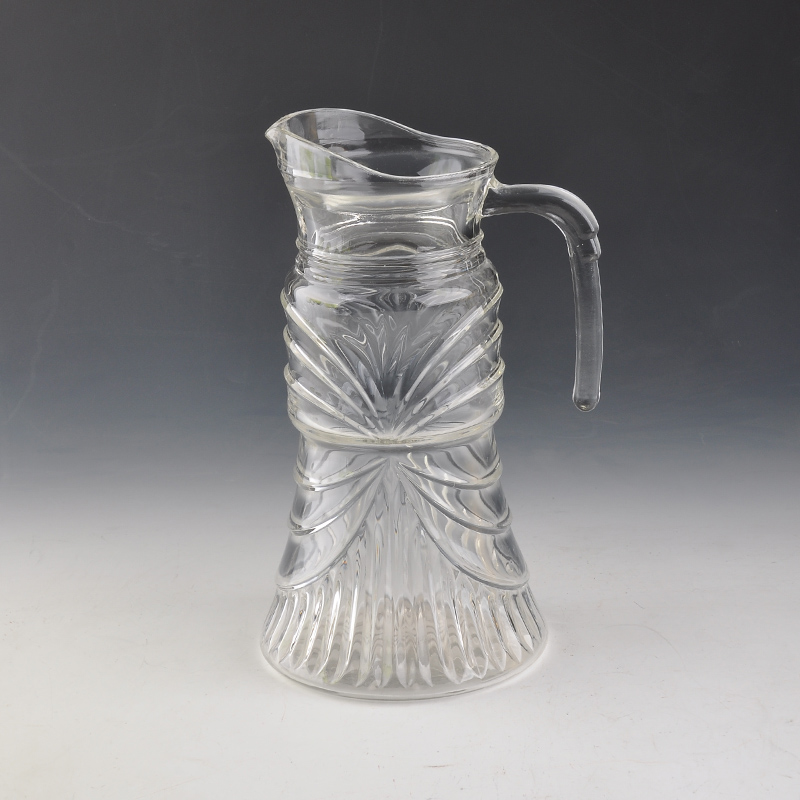 embossed pattern glass water jug with lid