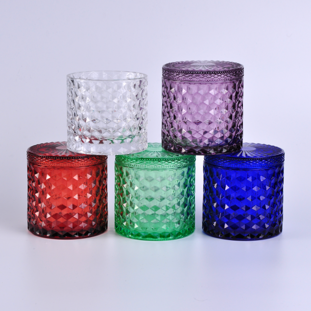 Geprägte Glaskerzenhalter aus gewebtem Muster von Sunny Glassware