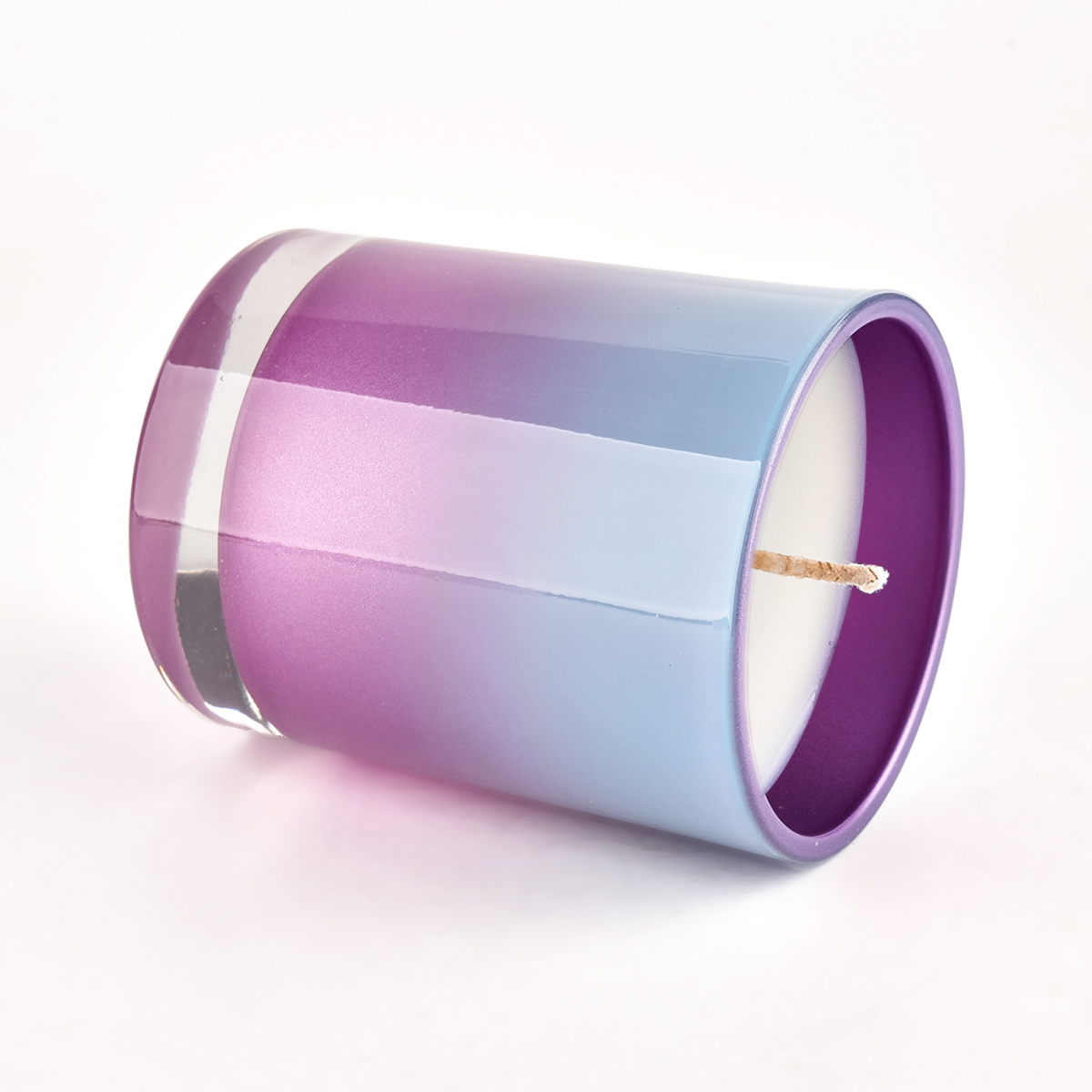 Jarra de vela de vidrio vacío para vela de vela de vela de color púrpura de vela de vidrio de color púrpura