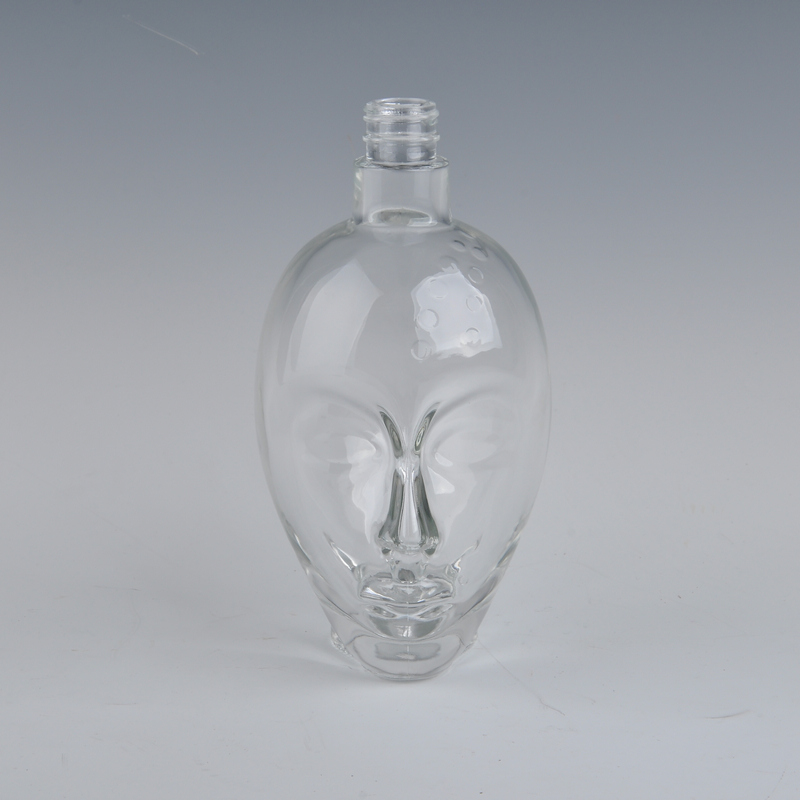 face shape glass wine bottle