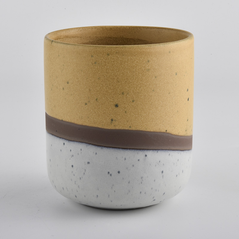 vaso in ceramica fantasia con fondo curvo per la fabbricazione di candele