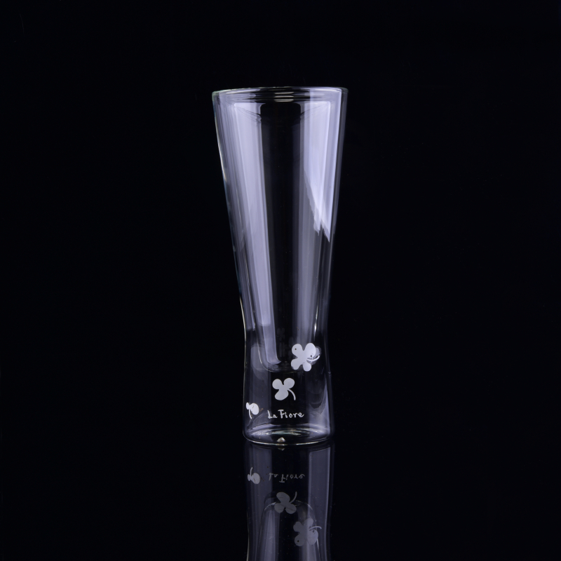 Flasche / 250ml Borosilikat Doppelwandiges Glas mit Decal Logo