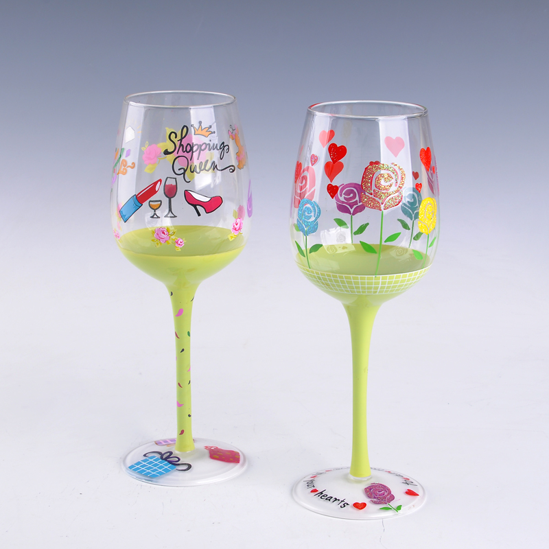 flower painted champagne glasses