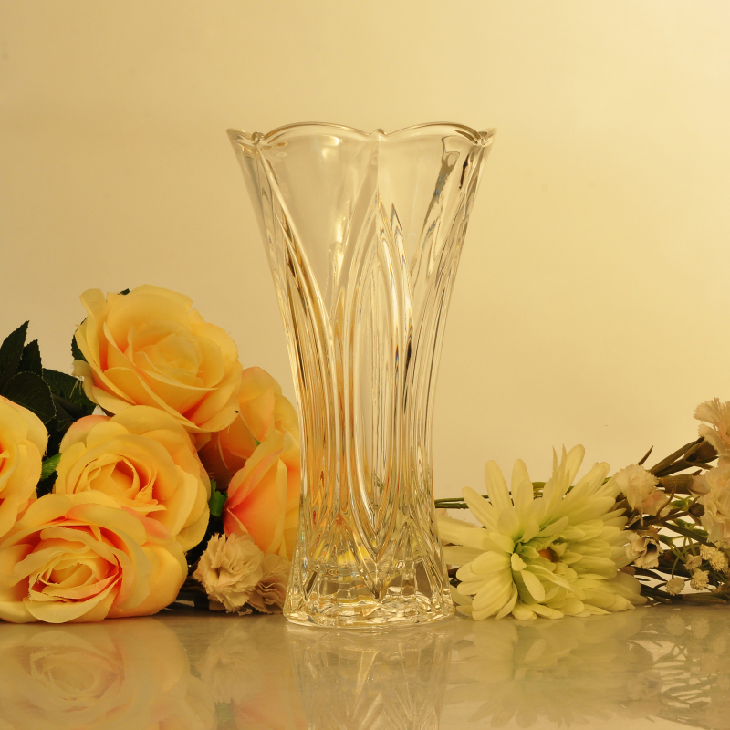 花形クリスタル ガラス花瓶/フラワー ガラス花瓶