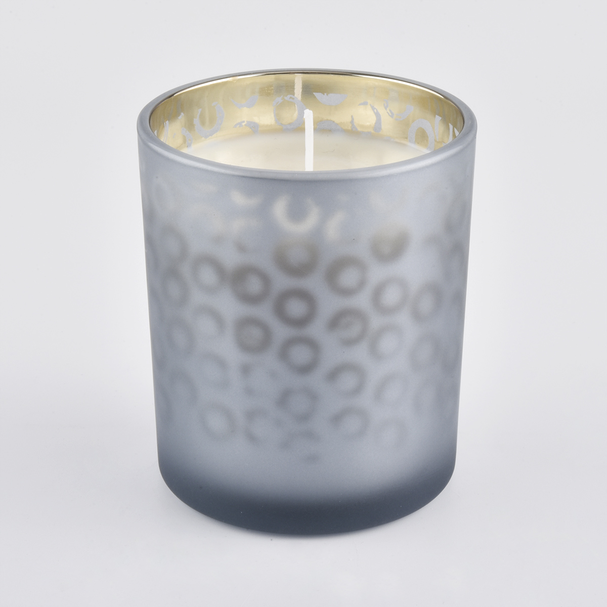 frosted glass candle jar with spraying color