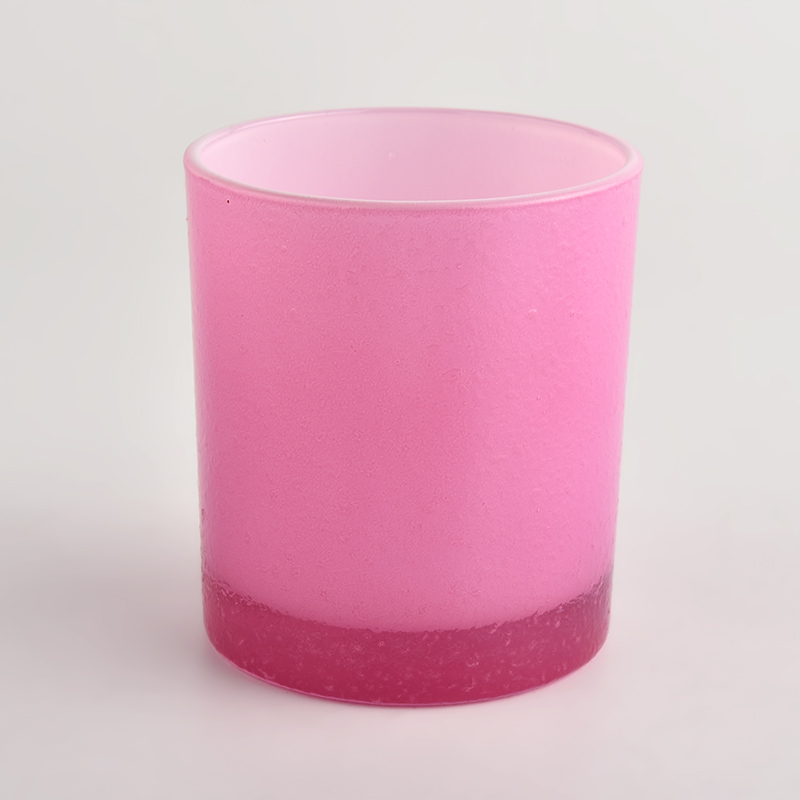 frosted pink 8oz glass candle jar in bulk