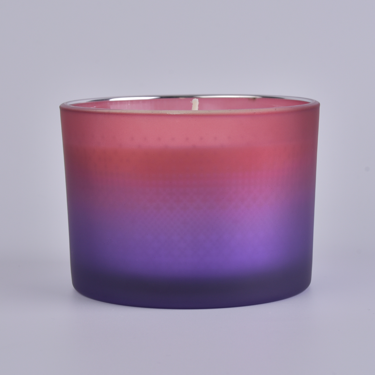 frosted purple glass candle holder with wooden lid