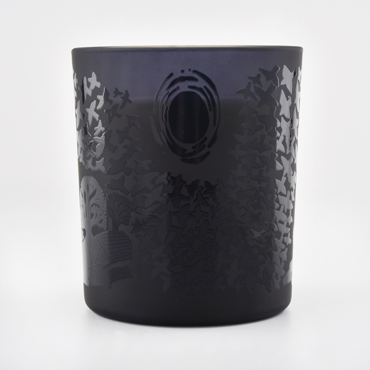 Vasetti di candela di vetro nero di glassa con stampa personalizzata